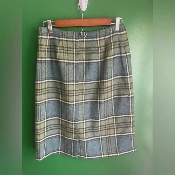 Vintage Plaid Wool Skirt J G Hook Size 8 EUC! Pencil Blue & Green - Picture 3 of 6